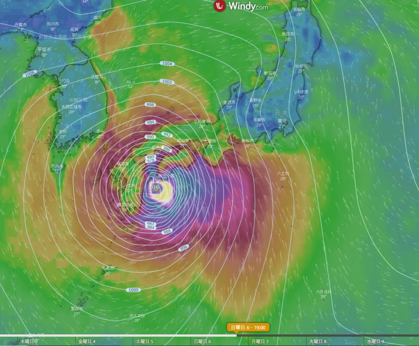 台風10号の上陸予想